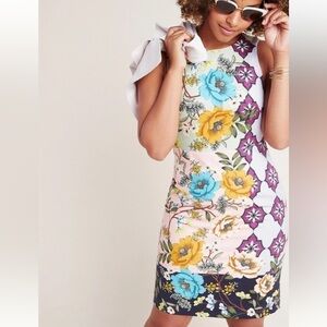 ANTHROPOLOGIE LISSA TWILL PRINT DRESS BY MAEVE, SIZE 10